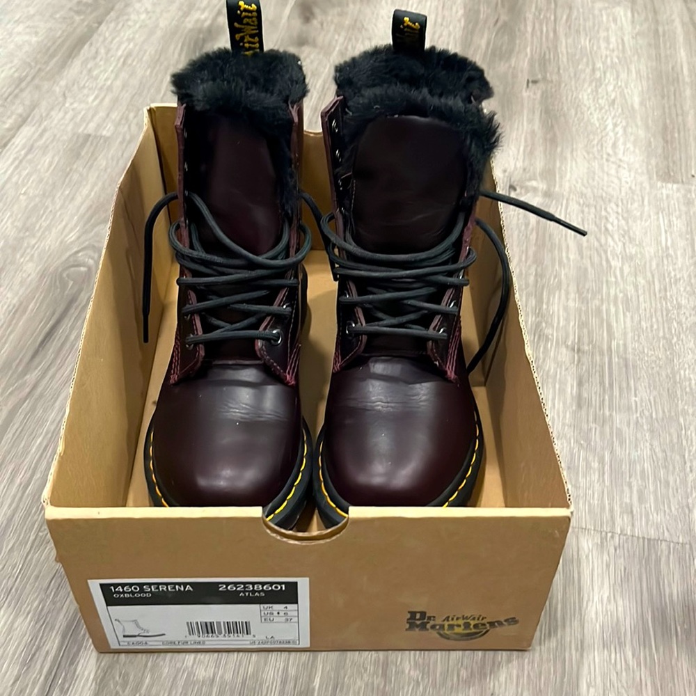 Doc Marten Serena Fur Lined Oxblood Boots